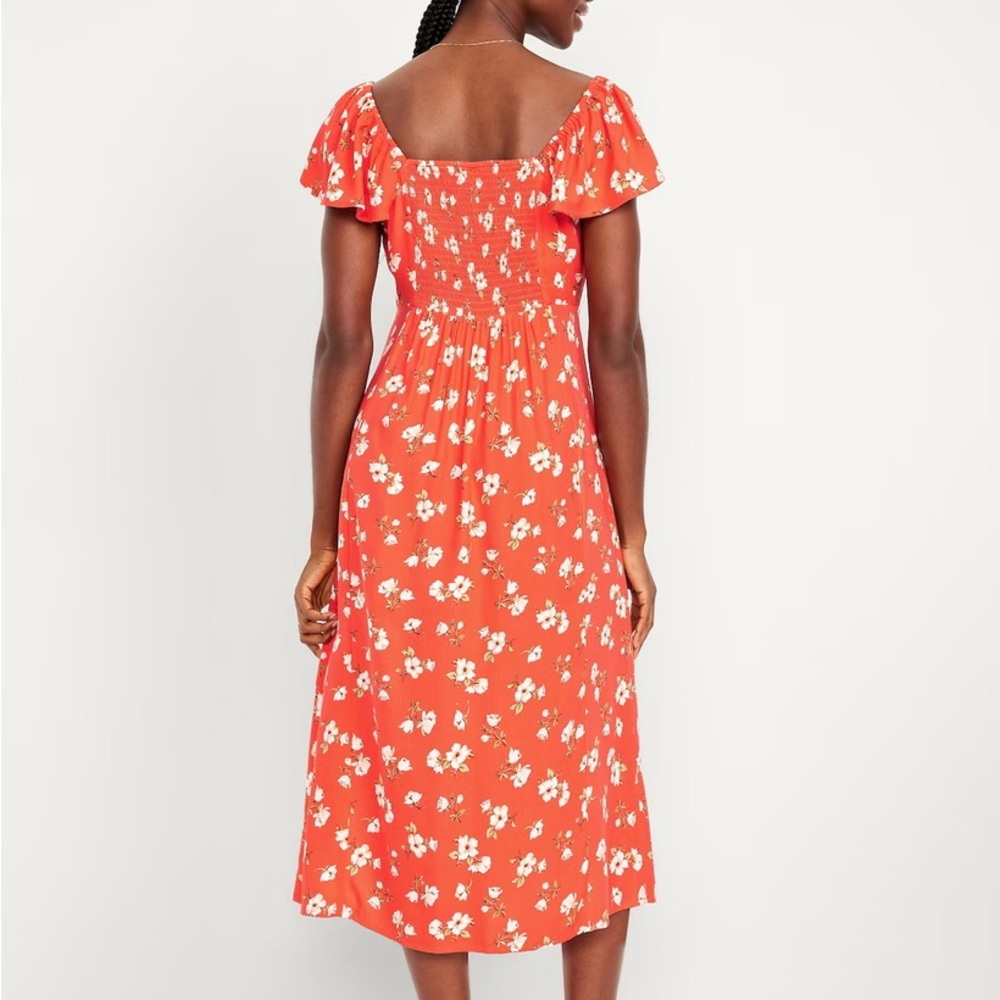 Flutter Sleeve Crepe Midi Dress - Picture 2 of 4